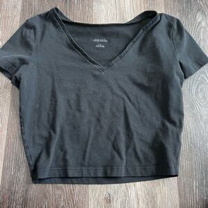 Wild Fable Black V-Neck Crop Top
